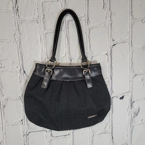 Nine West Large Black Womens Shoulder Bag Purse Tote‎ Classic Minimalist Neutral